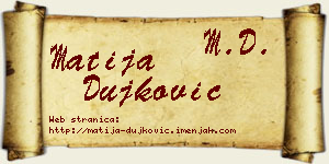 Matija Dujković vizit kartica